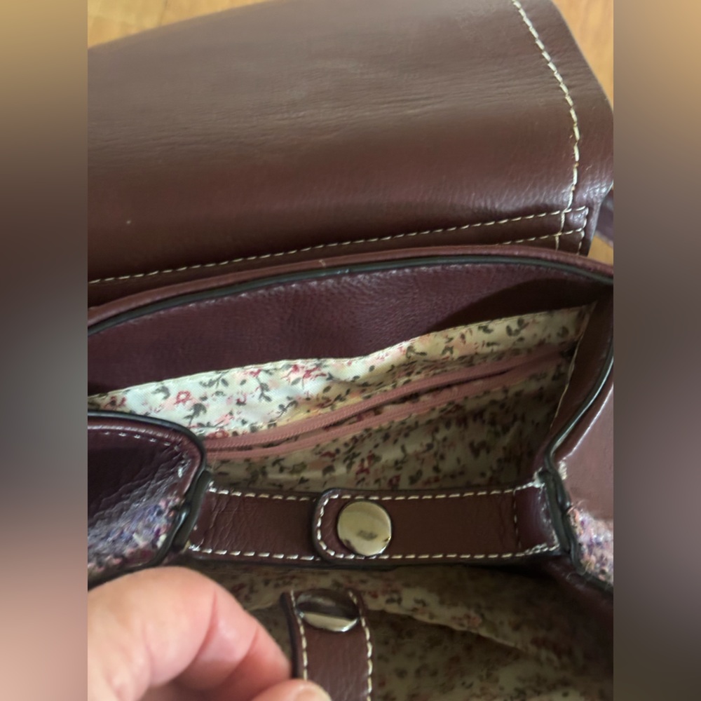 Islander Jura Backpack in burgundy leather and burgundy multi Harris Tweed - Picture 7 of 16